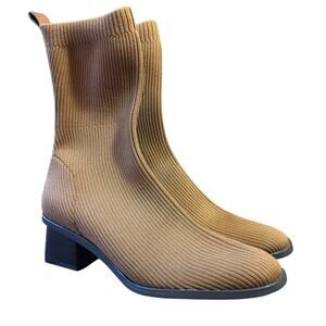 Everlane High-Ankle Glove Boot RIbbed ReKnit Toffee Brown Womens 9.5 Booties